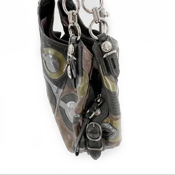 Coach Mia Inlaid C Maggie Leather & Suede Hobo Shoulder Bag, Gray/Silver/Lilac - Picture 6 of 17